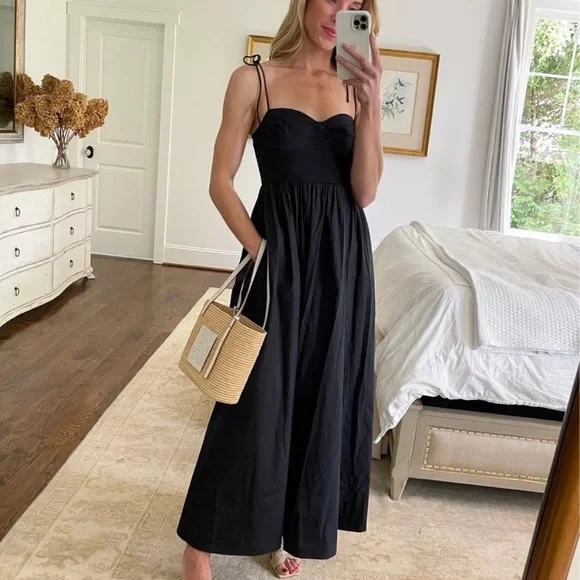 knee length dresses for ladies STAUD, Joy Maxi Dress in Black, Size 12 main image 1